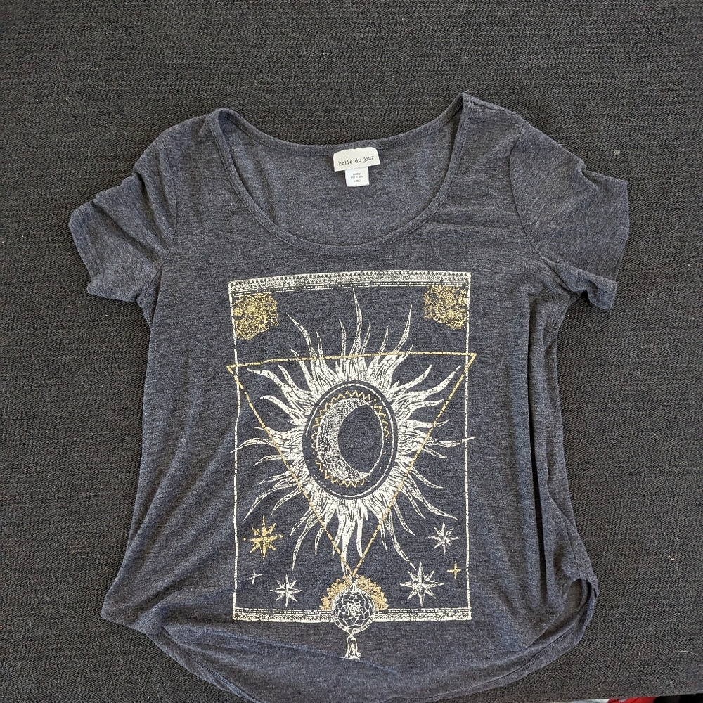 belle du jour sun moon grey shirt